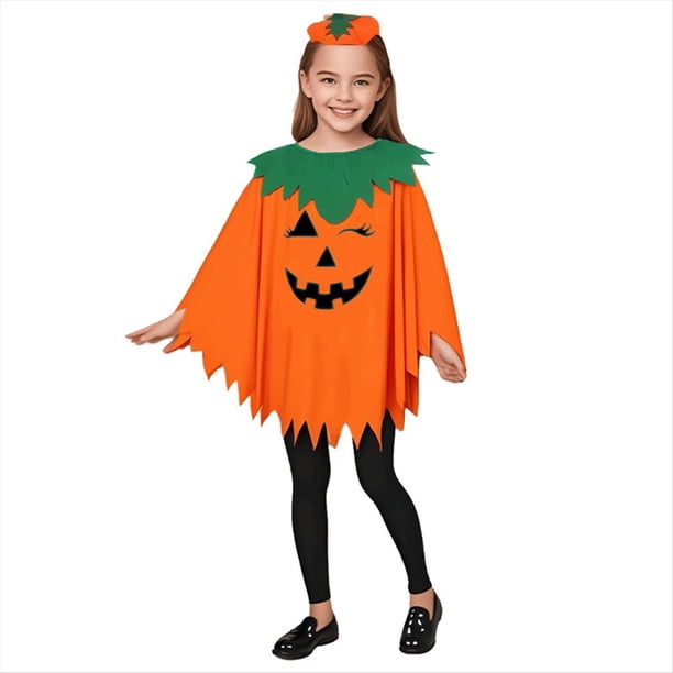 Disfraz de Calabaza de Halloween para Cosplay, Poncho de Calabaza con Diadema, Disfraz de Halloween para Niño.