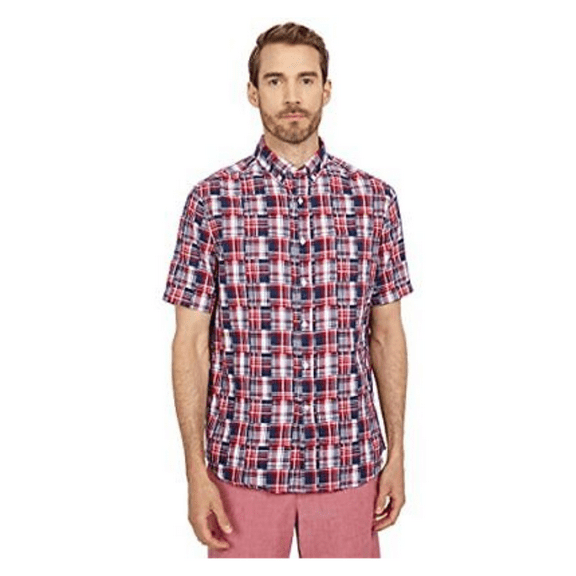 Southern Tide ST USA Patchwork Short Sleeve Sport Shirt Poppy Red 2XL