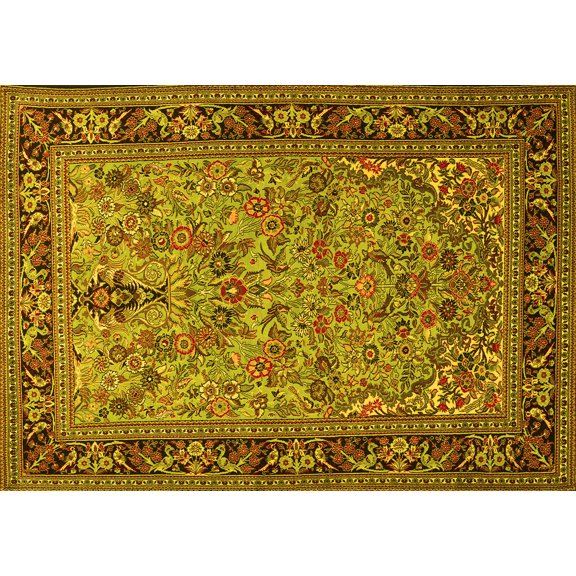 Ahgly Company Indoor Rectangle Persian Yellow Traditional Area Rugs, 3' x 5'