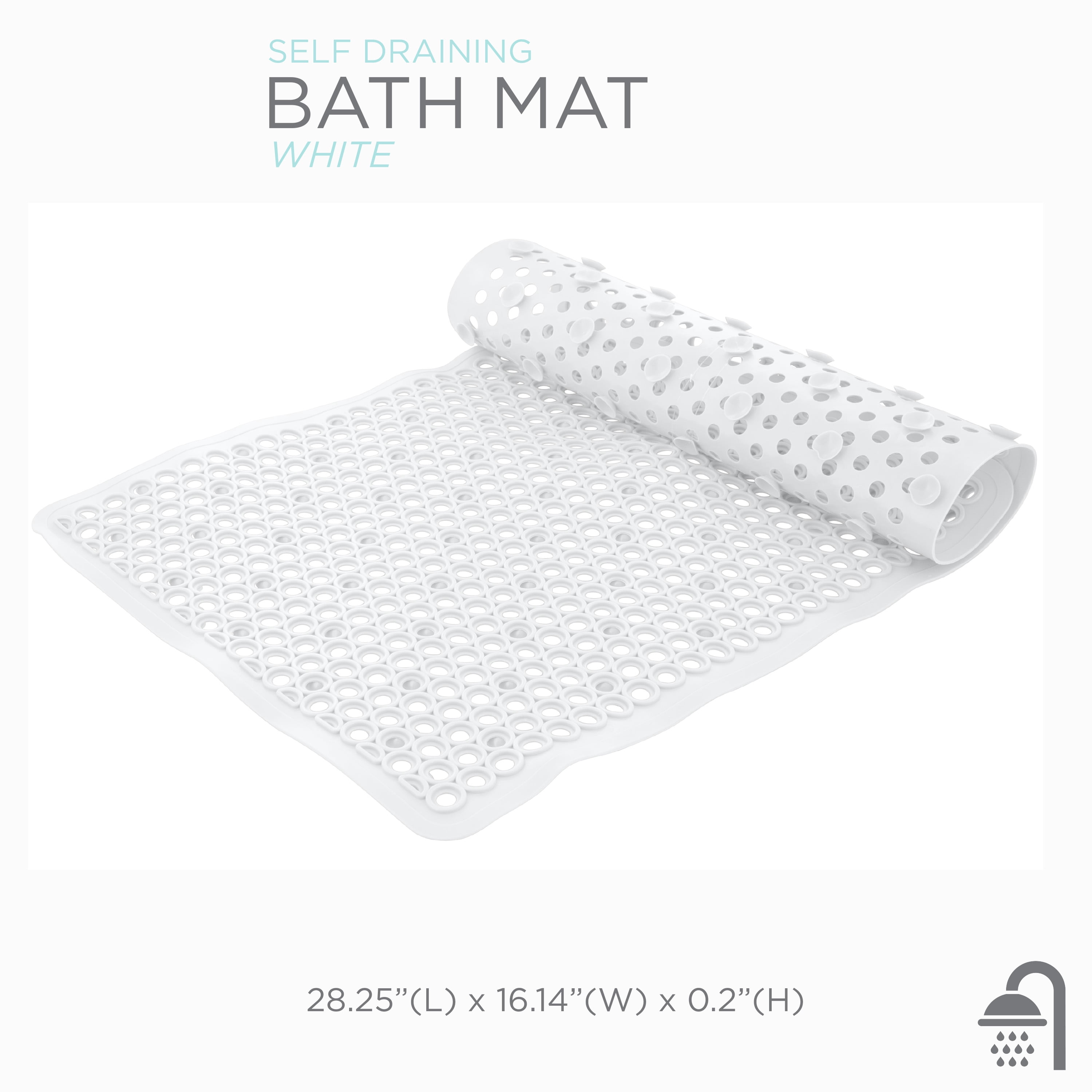 Bath Bliss 2 Pack Self-Draining PVC Bathmats in White