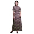 thumbnail image 1 of Bimba Rayon Quarterfoil & Water Lily Floral Smocked Waist Printed Gown Maxi Side Slit LadiesÂ&nbsp;Dress-XX-Large, 1 of 6