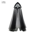 thumbnail image 2 of Black Cloak with Hood Full Length Halloween Cloak Vampire Cape for Women, Ghostly Hooded Cape Mask with Flowing Drapery, Black & White Sheer Tulle Mesh Cape with Adjustable Drawstring, 1pc, 2 of 9