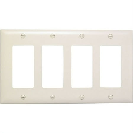 set of 2 Pass & Seymour TP264ICC10 4 Gang 4 Decorator Opening Nylon Wall Plate Ivory