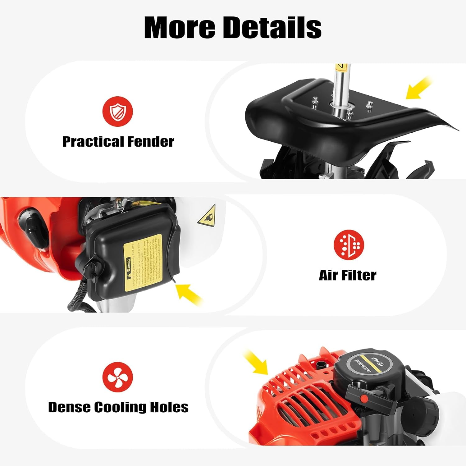 Miumaeov Handheld Tiller Cultivator, 51.7CC 2 Stroke Gas Powered Yard Garden Farm Tilling Tool,Mini Weeding Tilling Tool Gas Powered Engine