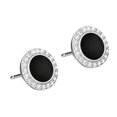 thumbnail image 2 of Pendientes redondos elegantes de plata Exquisitos pendientes de diamantes de imitación de moda Accesorio de joyería Negro, 2 of 10