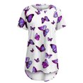 thumbnail image 4 of Moda Mujer Moda Manga corta Cuello redondo Impreso Camiseta larga Blusa Tops sueltos OAVQHLG3B Store  lin121212, 4 of 4