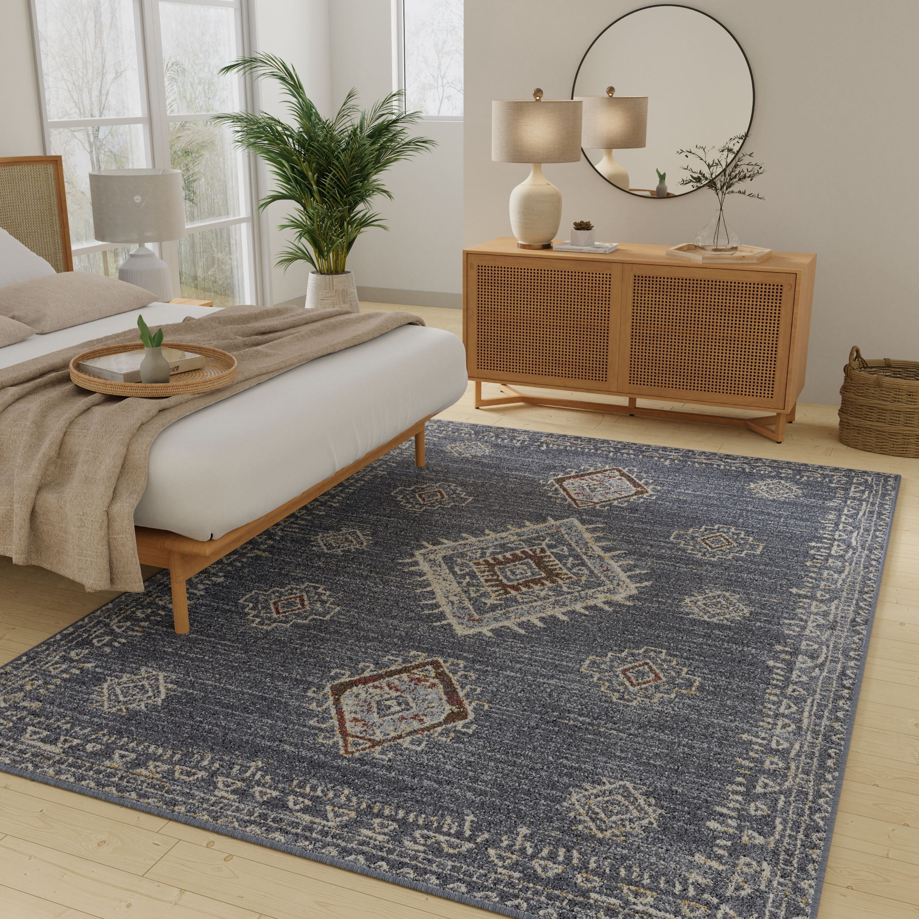 Loomaknoti Alsbrooke Temarnie 5' x 7' Blue Oriental Indoor Area Rug