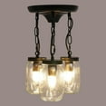 thumbnail image 6 of Kitchen Island 3-Light Glass Pendant Chandelier - Vintage Industrial Style Ceiling Light Fixture with Clear Glass Shades for Kitchen, Dining, and More, 6 of 8