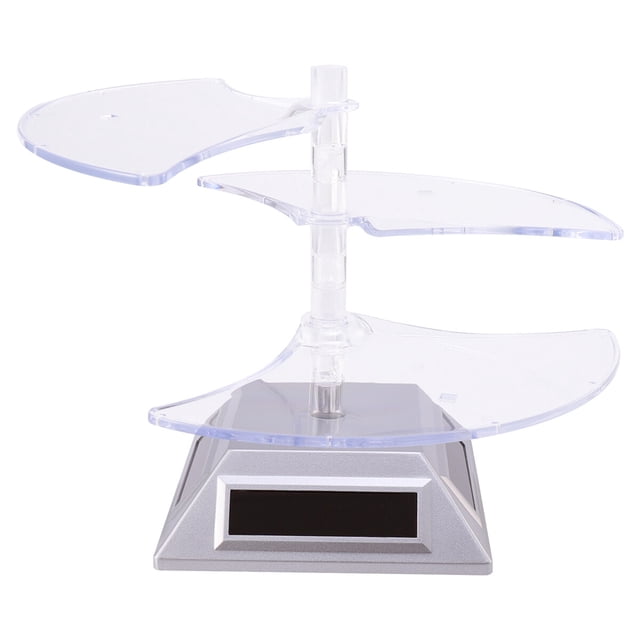 Vitrina solar de 3 capas con rotación automática de 360 grados, organizador de joyas, collares, pulseras, relojes y teléfonos (plateado)