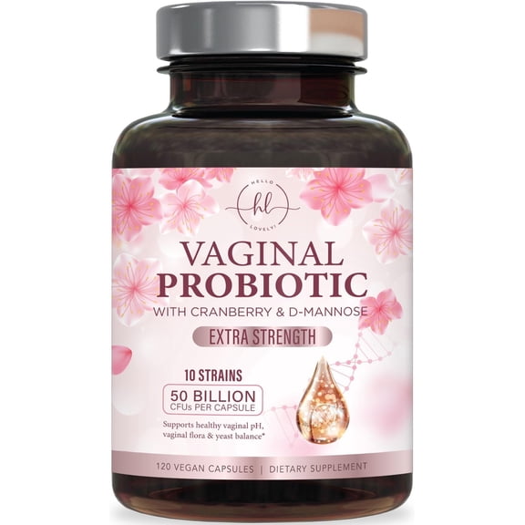 Vaginal Probiotics for Women - Gently Support Feminine Health, pH Balance, Healthy Odor & Vaginal Flora - 50 Billion CFU - Improved Formula with Lactobacillus, Prebiotics & Cranberry - 120 Capsules