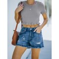 thumbnail image 2 of Camiseta corta de manga corta con cuello redondo para mujer, ajustada, informal, cómoda, de verano, para uso diario, 2 of 6