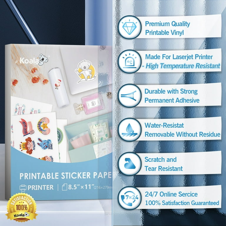 COMBO PACK: 20 Clear Glossy + 20 White Glossy Sticker Paper Sheets