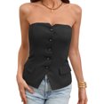 thumbnail image 4 of Sleeveless Women's Sexy Plunge Vest Jacket Button Fitted Strapless Work Suit Tank Top, 4 of 7