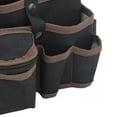 thumbnail image 4 of Riñonera de tela Oxford para herramientas, multifuncional, con múltiples bolsillos y cinturón, organizador de herramientas, color negro y marrón., 4 of 6