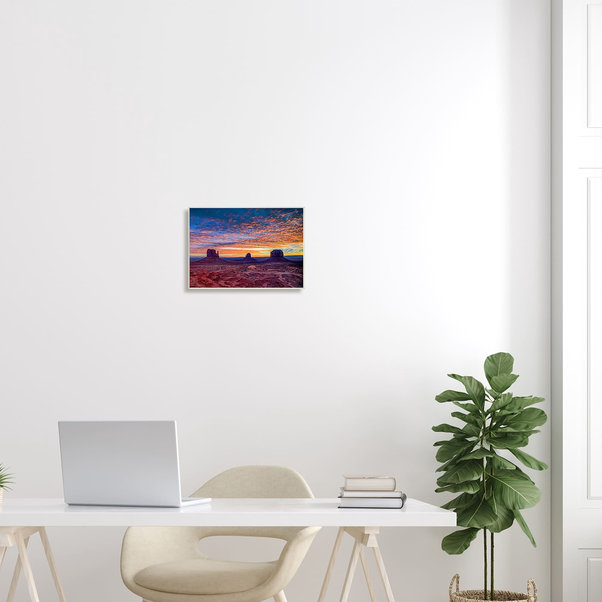 Stupell Industries Mesa Buttes Desert Canyon Radiant Orange Sunset Photograph Unframed Art Print Wall Art, Design by Andy Crawford Photography