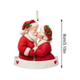 thumbnail image 2 of Christmas Ornament Santa and Mrs Claus Kissing Figurine Holiday Decoration Hanging Resin Craft for Tree Home Office Party D, 2 of 4
