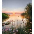 thumbnail image 3 of Nature Duvet Cover Set, Sunset at Chudskoy Lake Estonia View Spring Flowers Landscape Photo, Decorative 2 Piece Bedding Set with 1 Pillow Shams, Twin Size, Pale Blue Pale Pink, by Ambesonne, 3 of 3