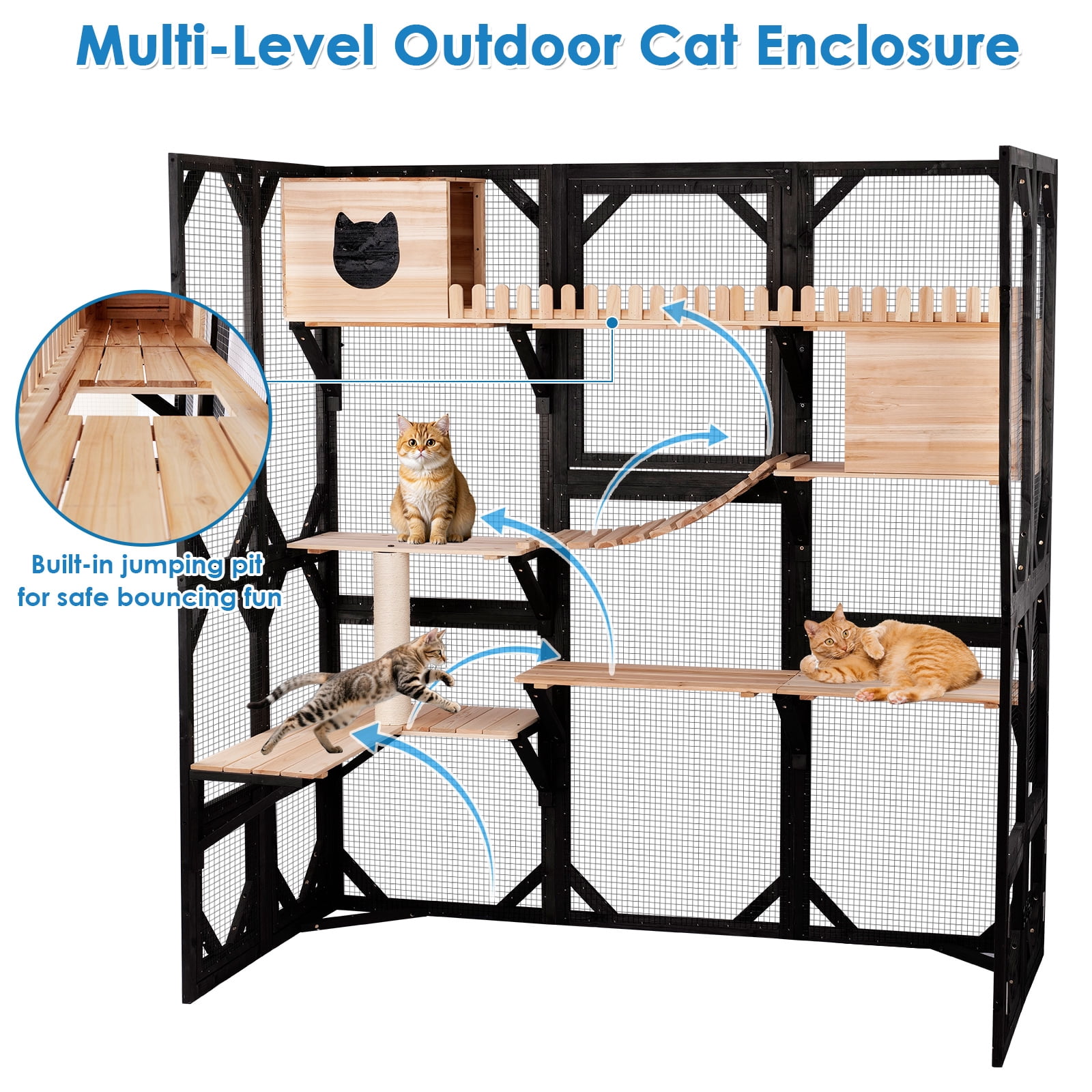 Large Catio Outdoor Cat Enclosure Walk in Cat House for Mulitiple Cats