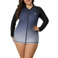 thumbnail image 1 of Charmo Womens Plus Size Long Sleeve Rash Guard Top Zipper Sufing Swim Shirt, 1 of 6