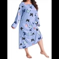 thumbnail image 1 of Camisón de Larga para Mujer, Estampado, Camiseta, Vestido de Dormir Azul XXL, 1 of 3