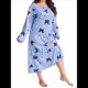 thumbnail image 1 of Camisón de Larga para Mujer, Estampado, Camiseta, Vestido de Dormir Azul 5XL, 1 of 3