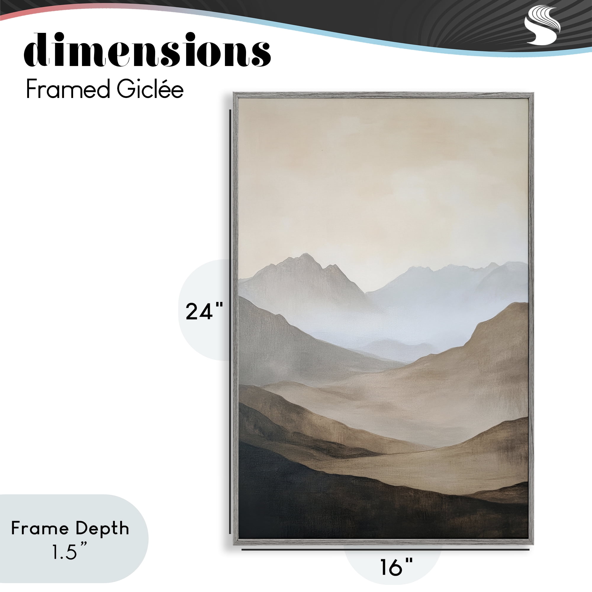 Stupell Industries Foggy Mountains Over Valley Gray Framed Giclee Art, design by Petal Prints Design
