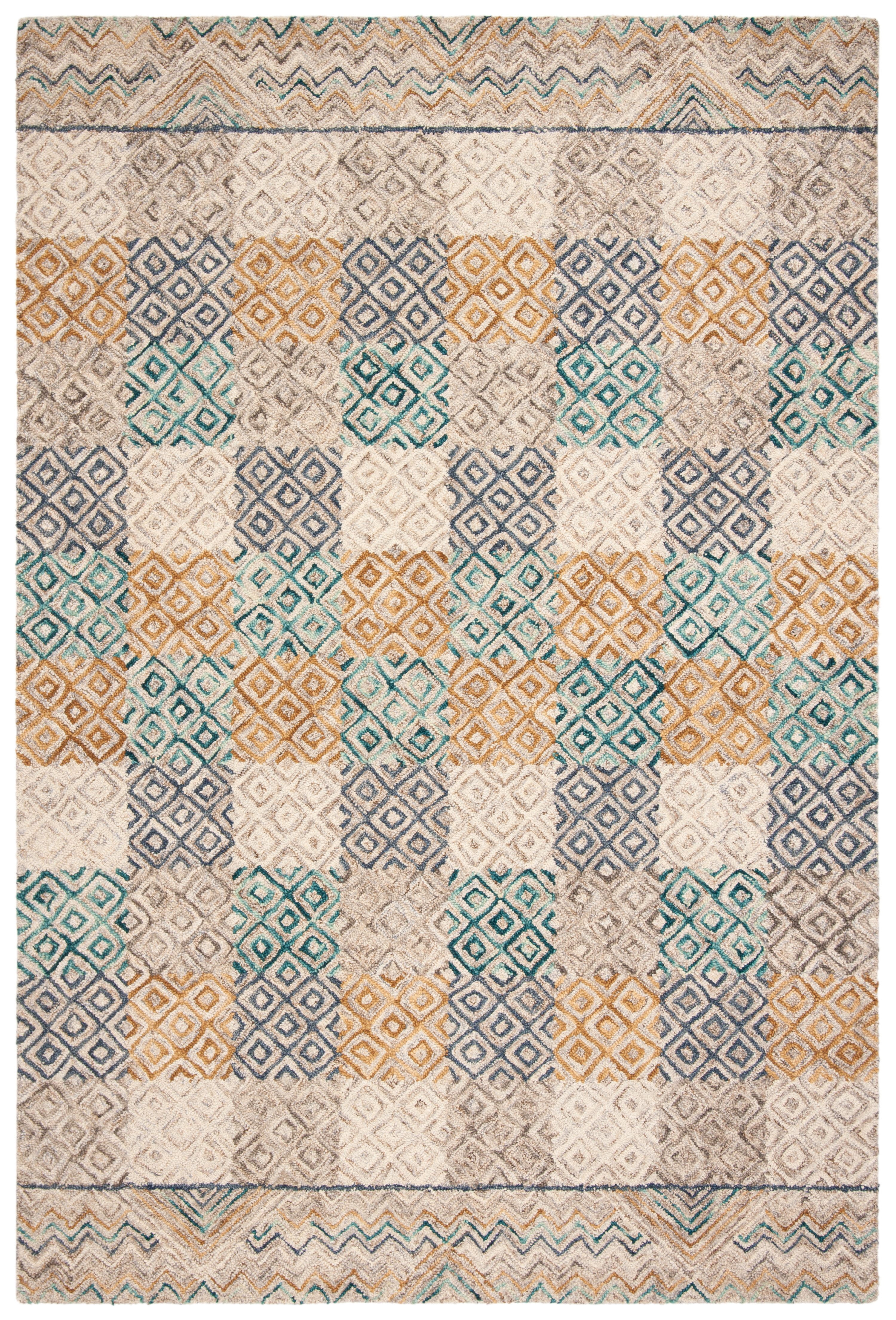SAFAVIEH Aspen Peregrine Geometric Wool Area Rug, Blue/Gold, 5' x 8'