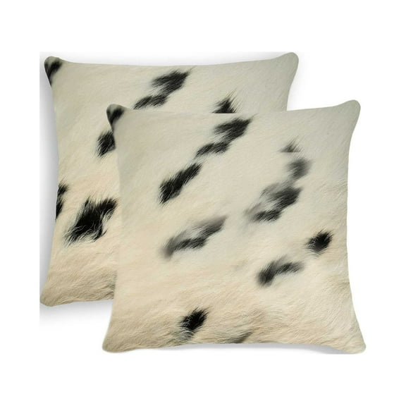 18" x 18" x 5" White And Black Cowhide  Pillow 2 Pack