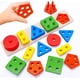 thumbnail image 1 of Juguetes para niños pequeños de 1, 2, 3 y 4 años, juguetes de madera para clasificar y apilar (juego múltiple 3 en 1) para niños pequeños en edad preescolar, juguete clasificador de formas con re, 1 of 5