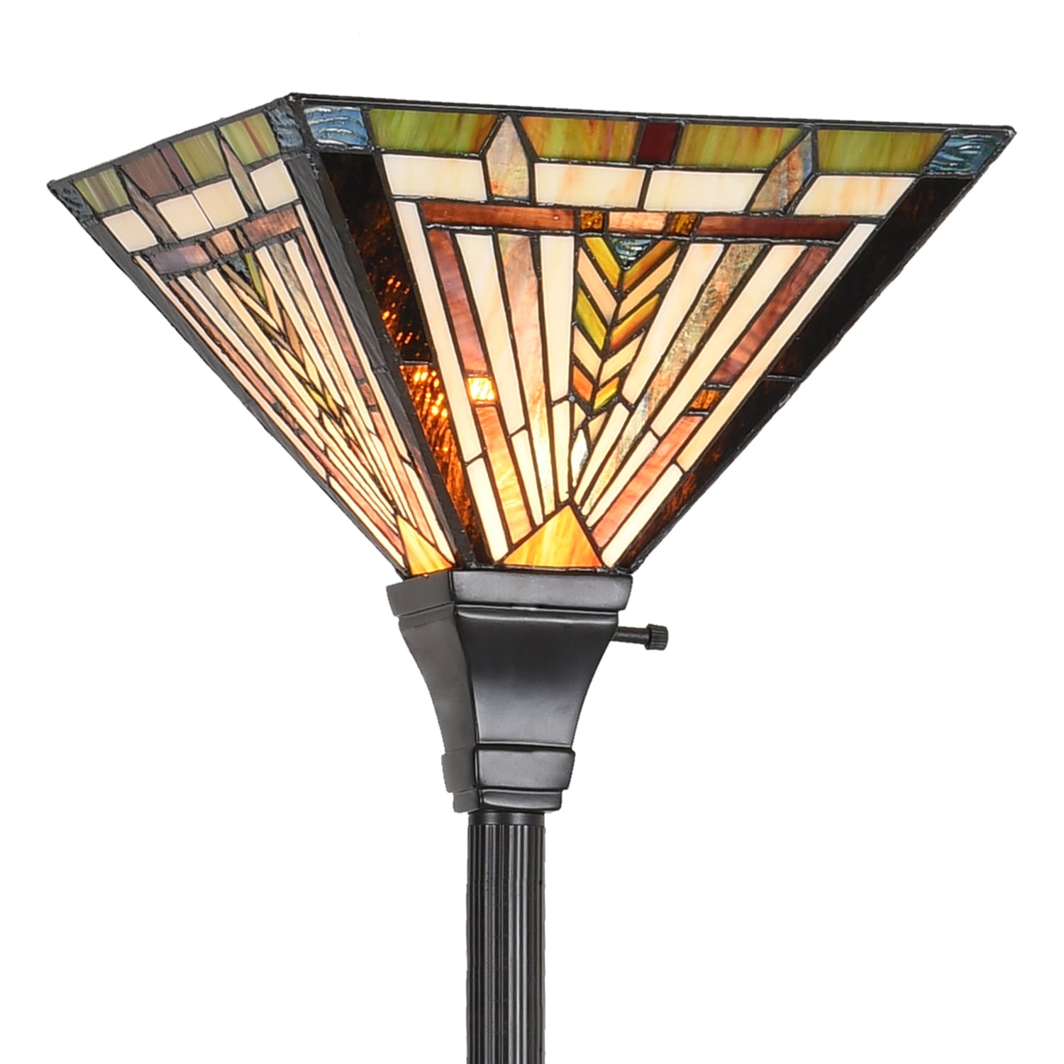 Tiffany Torchiere Floor Lamp,Stained Glass Lamp Shade,Vintage Antique Mission Tiffany Style Standing Light for Living Room and Bedroom