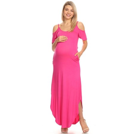 

MTRPS3101-06-2XL Maternity Reta Maxi Dress Fuchsia - 2XL
