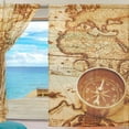 thumbnail image 2 of Splicing Pattern Compass On Old Map Semi Sheer Curtains Window Voile Drapes Panels Treatment-55X78in for Living Room Bedroom Kids Room, 2 of 3