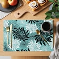 thumbnail image 2 of Teal Black Flowers Placemats Set of 4 Modern Abstract Blooms Floral Place Mats Indoor Wipeable Table Mats Washable Cloth Dining Table Placemats for Kitchen Holiday Party Home Decor 13x19 Inch, 2 of 9