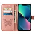 thumbnail image 3 of SaniMore Case for iPhone 15 Plus (6.7" 2023), PU Leather Skin with Luxury Embossed Butterfly [Wrist Strap & Card Slots & Flip Kickstand] Full-body Shockproof Business Wallet Cover, Rosegold, 3 of 7