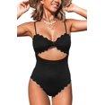 thumbnail image 1 of Traje de baño de una pieza para mujer Traje de baño sexy con recorte festoneado negro, 1 of 8