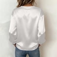 thumbnail image 6 of VBVC Women's Crewneck Satin Blouse , Ladies' Long Sleeve Silk Top , Casual Loose Fit Dressy Shirt For Women, White , S-3XL, 6 of 9
