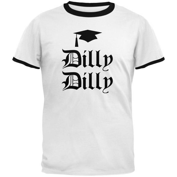 Dilly Dilly Graduation Mens Ringer T Shirt White-Black SM