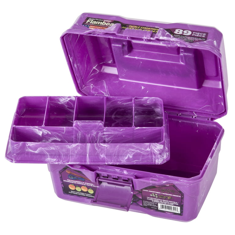 Flambeau Outdoors, 355BMT Big Mouth Tackle Box 89 Piece Kids Tackle Box  Kit, Purple, 8.75 inches