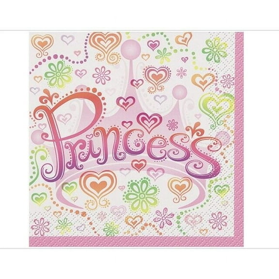 Princess Diva Disposable Multicolor Hearts Napkins, 16 Count