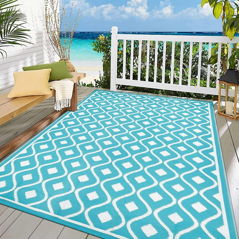 Alfolo Outdoor Rug 5x7 Waterproof Plastic Straw Outdoor Patio Rugs for RV,  Camping Rugs,Porch Balcony Rugs,Deck Rugs,Pool Rugs, Indoor Outdoor Rugs