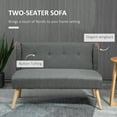 thumbnail image 3 of HOMCOM Modern Button Tufted Rubberwood Legs Loveseat, Grey, 3 of 9