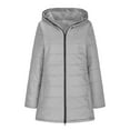 thumbnail image 4 of Penkiiy Women's Long Puffer Jacket Casual Zip Up Quilted Hooded Thickened Warm Winter Padded Down Coat Outerwear M Gray, 4 of 6
