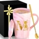 thumbnail image 1 of Taza de café de cerámica MNZZ de mármol rosa con tapa y cuchara, 1 of 7