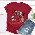thumbnail image 5 of Odeerbi Christmas Shirts for Women 2025 Casual Round Neck Short-sleeved Christmas Tree Printed Top Burgundy, 5 of 6
