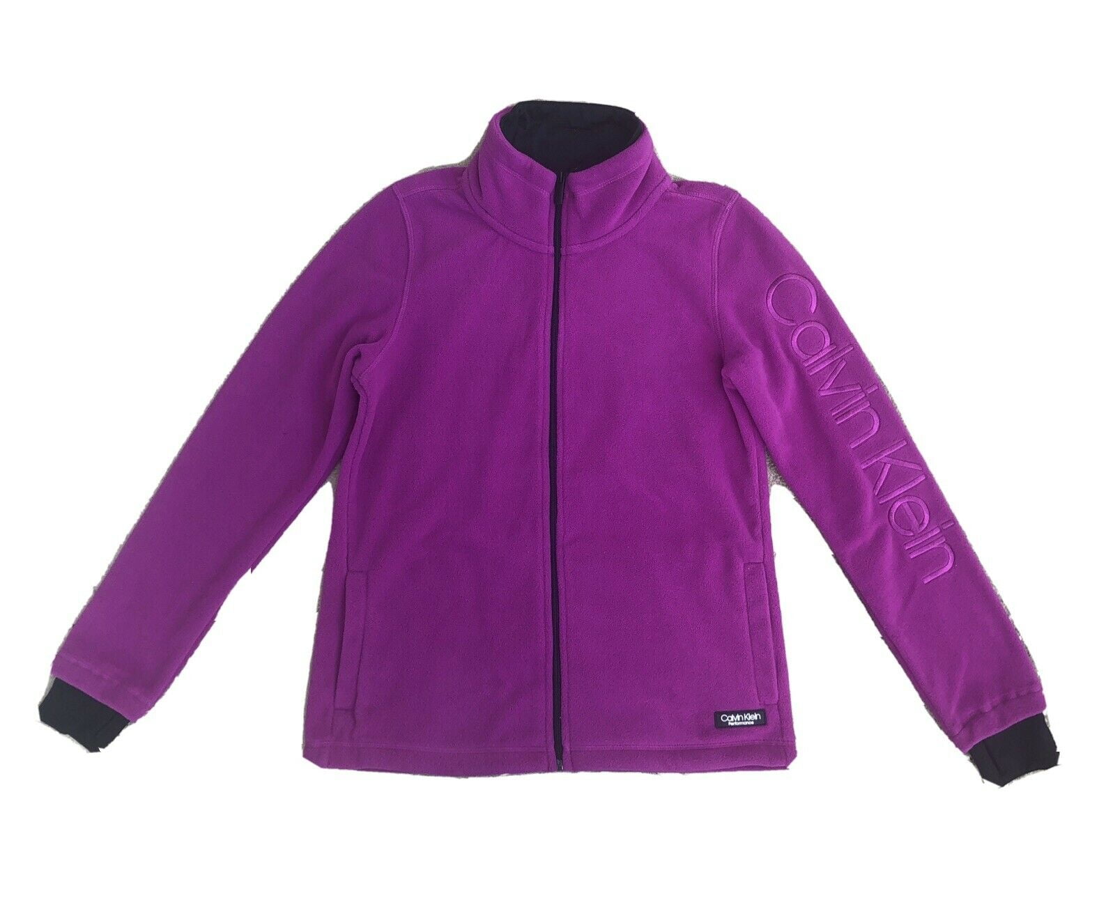Calvin Klein Women's Performance all zip Fleece Jacket , Fuchsia Purple ,  Small 