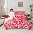 thumbnail image 4 of Manfei Western Damask Print Bedding Comforter Set for Adult, Vintage Flower Floral Twin Comforter Sets, Bohemian Mandala Reversible Bedding Set, Breathable Home Decor, 2pcs, 4 of 8