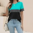 thumbnail image 7 of asdoklhq T Shirts for Women Trendy Women's Casual Fashion Striped Printed T-shirt Round Neck Short Sleeve Green 4X, 7 of 7