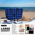 thumbnail image 5 of Wukai Buffalo Plaid Blue Black Print Zipper Bag,large Beach Tote Bag,Waterproof Sandproof Bag,Grocery and Picnic Tote Travel Bag, 5 of 5