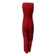thumbnail image 3 of Women's V-Neck Sleeveless Wide Leg Jumpsuit - Adjustable Waist Romper for Summer Casual Wear, 3 of 4