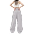 thumbnail image 4 of Inglocry Cargo Pants Women Quick Dry Parachute Hiking Pants with Pockets Elastic Waist Lightweight Water Resistant Joggers Light Gray XL, 4 of 6